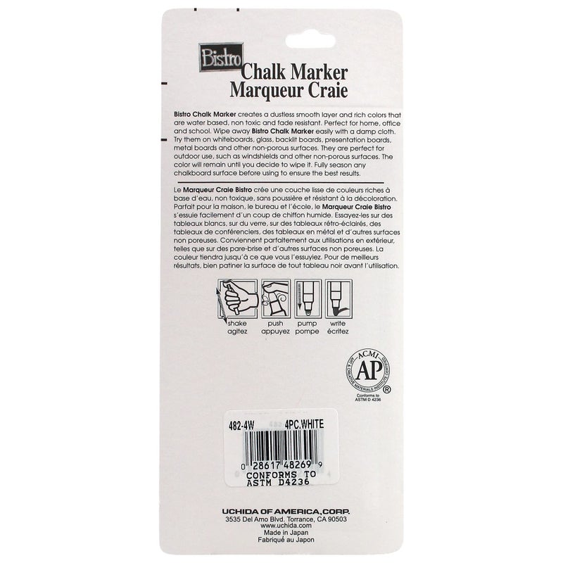 Marvy Uchida Bistro Chalk Marker Fine Point Set 4/Pkg - White - Image 2
